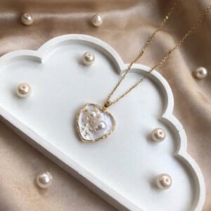 Crystal Pearl Heart Pendant by Afreyn Jewels