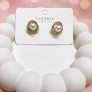 Golden Halo Pearl Studs earrings - Afreyn Jewels