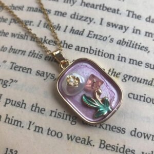 Lavender Tulip Frame Pendant by Afreyn Jewels