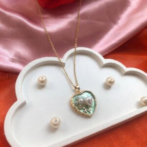 Mint Pearl Heart Pendant by Afreyn Jewels