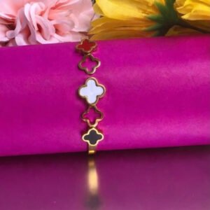Noir & Pearl Clover Bracelet by Afreyn Jewels