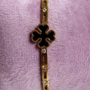 Onyx Clover Link Bracelet by Afreyn Jewels