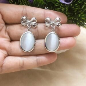 Silver Bow Glow Drops earrings - Afreyn Jewels