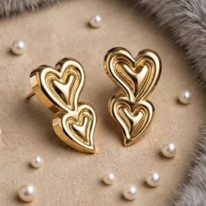 Twin Hearts Drops – Afreyn Jewels anti-tarnish earrings