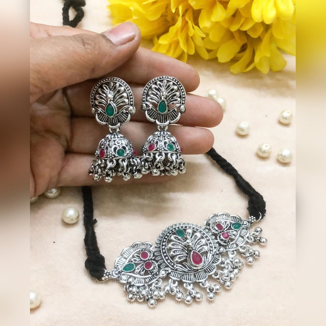 Mayura Choker Set - oxidised jewellery by Afreyn Jewels