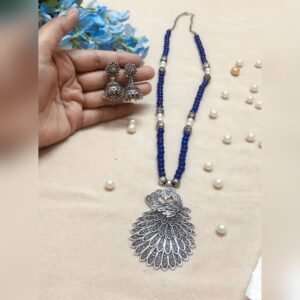 Neel Mor Bead Necklace Set - oxidised jewellery by Afreyn Jewels