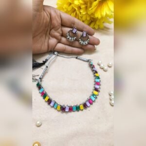 Rangeela Stone Choker Set - oxidised jewellery by Afreyn Jewels