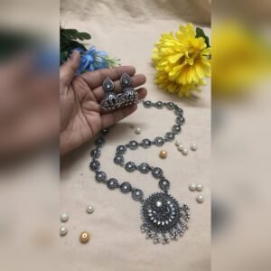 Surya Long Necklace Set - oxidised jewellery by Afreyn Jewels