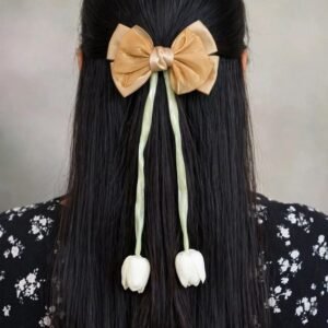 Tulip Tails Bow Clip - Caramel - Afreyn Jewels