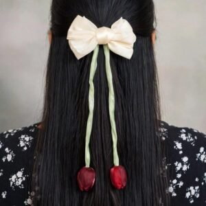Tulip Tails Bow Clip - Ivory Wine - Afreyn Jewels