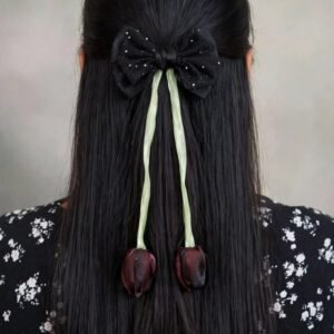 Tulip Tails Bow Clip - Midnight - Afreyn Jewels