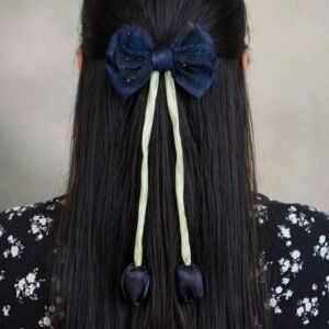 Tulip Tails Bow Clip - Navy - Afreyn Jewels
