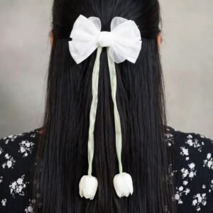 Tulip Tails Bow Clip - Snow White - Afreyn Jewels