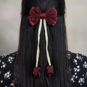 Tulip Tails Bow Clip - Wine - Afreyn Jewels